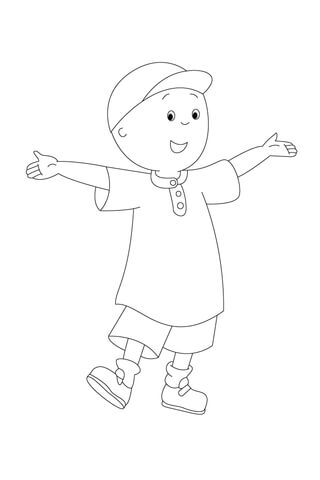 Caillou Is Waiting To Be Painted! Coloring Page